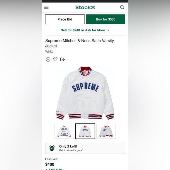 Supreme Mitchell & Ness Satin Varsity
Jacket - Picture 7 of 12